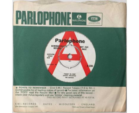 THE BEATLES - TICKET TO RIDE 7" - ORIGINAL UK DEMO (R 5265). Fab to see original UK 7" demo of Ticket To Ride c/w Yes It Is. 