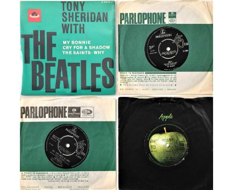 THE BEATLES - 7"/EP COLLECTION (WITH SUPERB OG GERMAN MY BONNIE EP). Brill clean selection 4 x 7"/EPs from the fab four. Titl