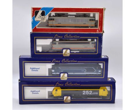 Lima HO gauge model railway locomotives, four including ref 8176L electric locomotive BB 8596 of SNCF; ref L208439 electric l
