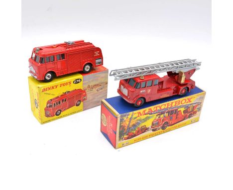 Matchbox Lesney die-cast model, ref K-15 king size Merryweather fire engine; Dinky toys die-cast model, ref 276 airport fire 