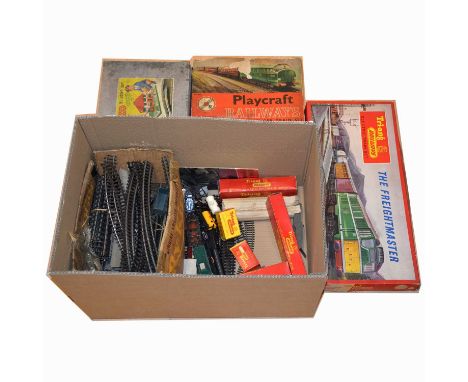 One box of Tri-ang OO gauge model railway set, coaches and track, including ref RS51 'The freightmaster' set, missing coaches