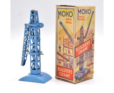 Moko Scale Model Builder's Crane, blue body, with original box.