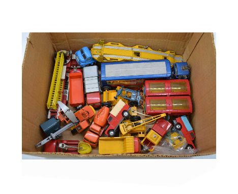 Corgi and Matchbox die-cast model commercial vehicles, one tray including 'Express Service' Mack truck; two Circus animal cag
