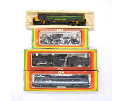 RSO HO model railway locomotives, four including SNCF 7000; Northern Pacific 1246; Atlantic Coast Line 1523; Pennsylvania 96,