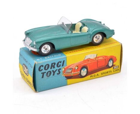 Corgi Toys die-cast model, ref 302 MGA Sports car, boxed.