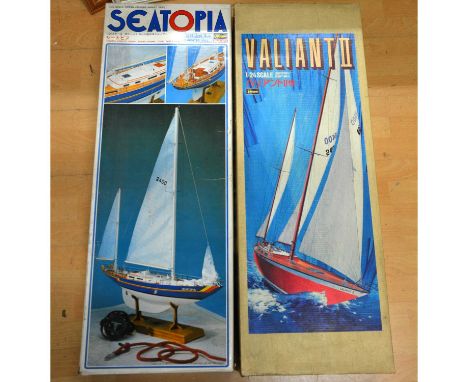 Hasegawa Japanese yacht model kit, 'Valiant II', 1:24 scale; 'Seatopia', 1:24 scale, unchecked but appears complete, boxed.