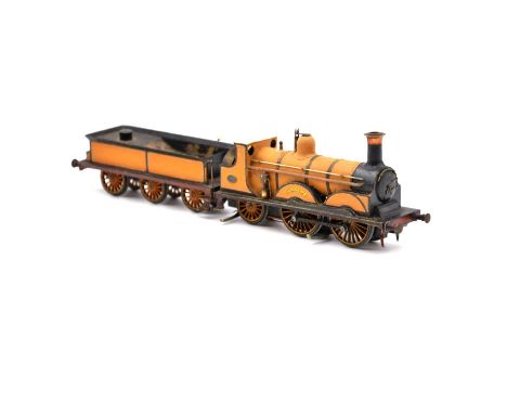 A scratch-built Fine Scale OO gauge locomotive with tender, LBSCR 0-4-2 'Gladstone', no.214, outside third rail pick-up.