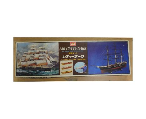 Imai wooden ship model kit, 'Cutty Sark', 1:80 scale, unchecked but appears complete, boxed.