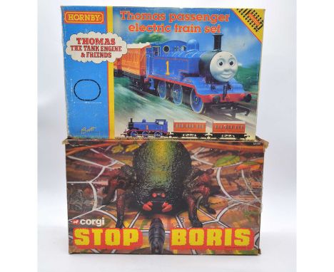 Corgi Toys Stop Boris game, boxed and a Hornby OO gauge model railway Thomas the Tank Engine train set, boxed. Qty: 2