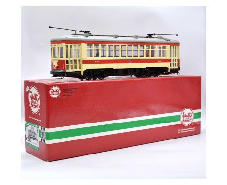 LGB G scale model American New York Street trolley car tram, ref 21382, with sound, boxed.Condition report:The items appear t