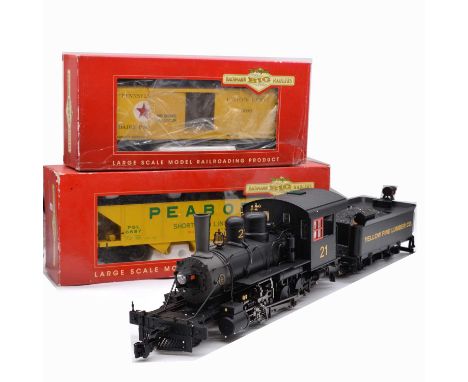 Bachmann G scale model railway, including locomotive ref 81294 2-8-0 'Yellow Pine Lumber Co'; ref 93368 box car 'Pennsylvania