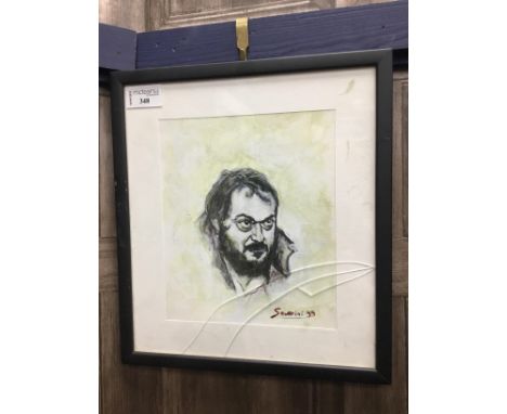 PORTRAIT OF A MAN, signed Severini, 20.5cm x 15cm, Mounted and framed