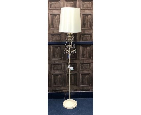 CREAM PAINTED FLOOR LAMP, with shade
