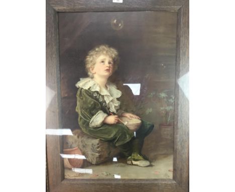 AFTER SIR JOHN EVERETT MILLAIS (BRITISH 1829 - 1896), BUBBLES lithograph 71cm x 47cm Framed and under glass