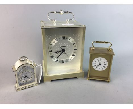 STAIGER QUARTZ CARRIAGE CLOCK, 19cm high, along with two other carriage clocks and three mantel clocks (6)