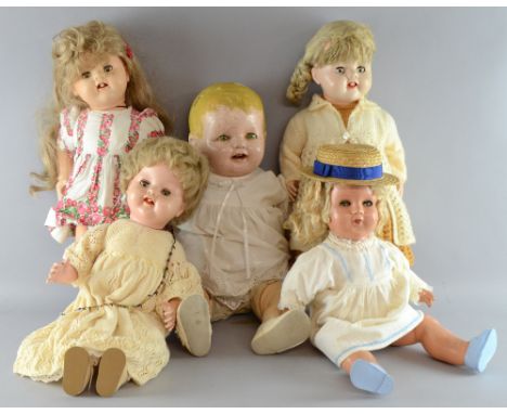 Five 20th century dolls, Provenance:  From a single owner collection of over 300 dolls including: Armand Marseille, Barbie, E