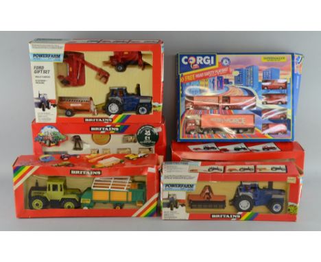 Britain's Ford gift set No. 9390, other Britain's farm machinery sets to include Mercedes Benz Tractor and Loader Wagon No. 9