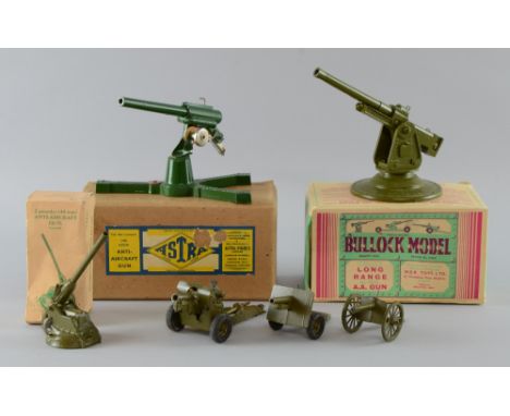 Astra Anti-Aircraft Gun, boxed, together with M.S.R. Toys Long Range All Metal A.A. Gun, boxed, Britains 2-Pounder (40mm) Ant