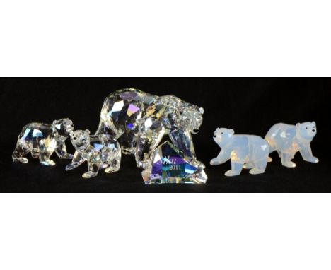 Swarovski Annual Edition 2011 Siku Polar Bear with plaqueno 1053154, boxed and 2 companion polar bear cubs in two boxes  clea