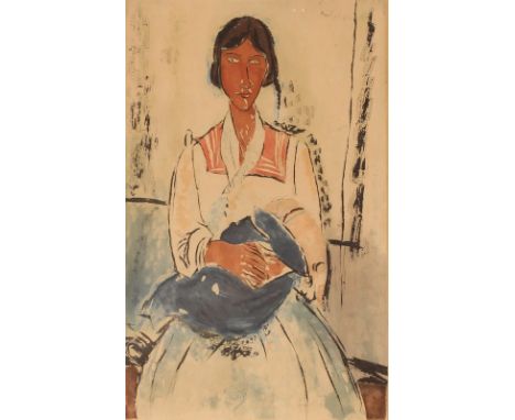 Amedeo Modigliani 1884-1920, lithograph, portrait of a female, printed marks "Modigliani Pinx T&nbsp;Jacques Villon. SCT, Cha