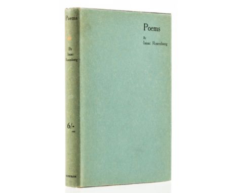 Rosenberg (Isaac) Poems, first edition, frontispiece portrait, original black cloth, very light soiling marks to corners, edg