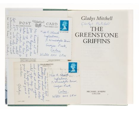 Mitchell (Gladys) The Greenstone Griffins, dedication copy, signed by the author on title, with 2 autograph postcards signed 