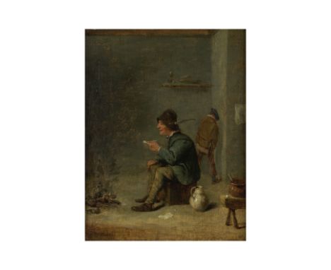 Manière de David II Teniers, XIXe siècleLe fumeur porte une signature 'D. Teniers' (en bas à gauche)huile sur panneaubears a 