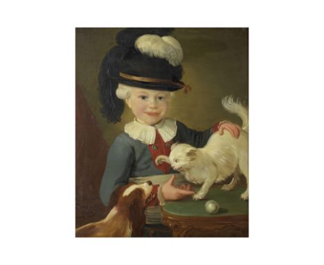 François Bonneville (actif 1793-1802)Jeune garçon et ses animaux de compagnie signé et daté 'de Bonneville/pinxit anno/ 1783'