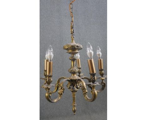 A vintage Rococo style five branch chandelier. H.66 Dia.55cm. 