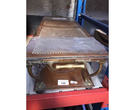 A vintage copper warming shelfCondition:- General wear and discoloration through age, no signs of major damage or repair.