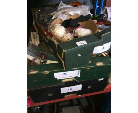 3 boxes of haberdashery and vintage patterns. 