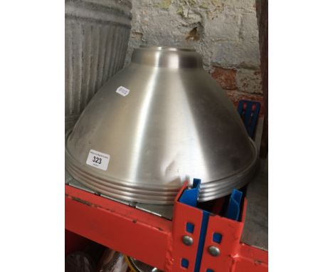 Four aluminium industrial style light shades 