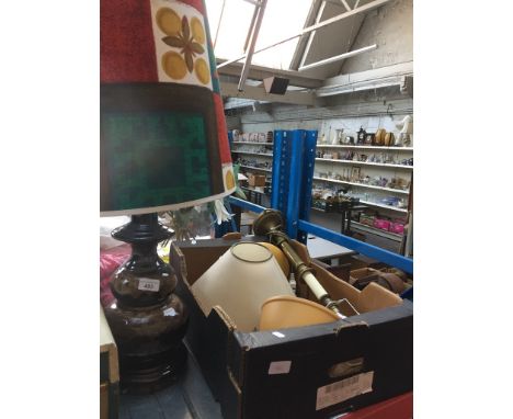 Three table lamps including a large vintage pottery table lampCondition:- General ware through age, no signs of any major dam