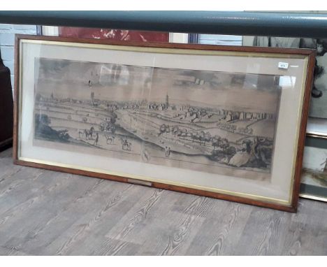 John Harris, "The South West Prospect of Manchester & Salford", large monochrome print, 125cm x 46cm, glazed and framed. As f