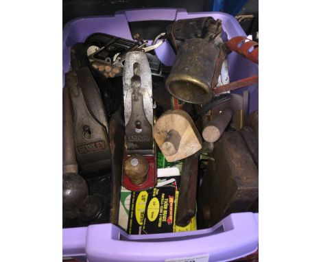 A box of misc tools, mainly planes, etc.
