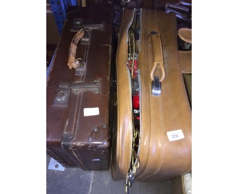 2 vintage suitcases, 1 with Xmas decorations. 