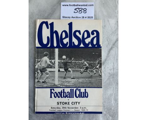 69/70 Chelsea v Stoke City Postponed Football Programme: Hard to obtain dated 29 11 1969. Ex bound with covers has slightest 