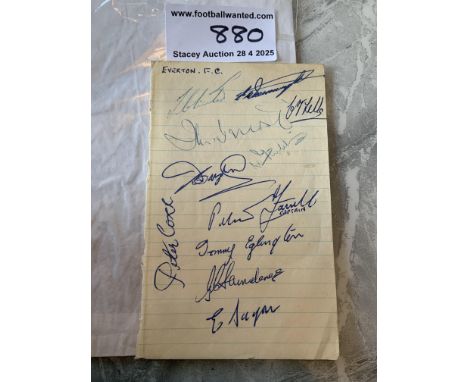 49/50 Everton Football Autographs: Exercise book pages signed by 11 of the squad. Includes Eglington Corr and Farrell.