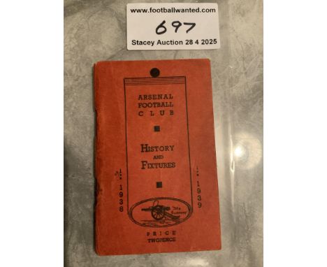 38/39 Arsenal Football Handbook: 160 page very good condition handbook.