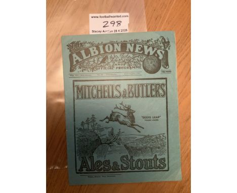 1924 - 1925 West Brom v Everton Football Programme: Very good condition programme with no team changes. First division match 