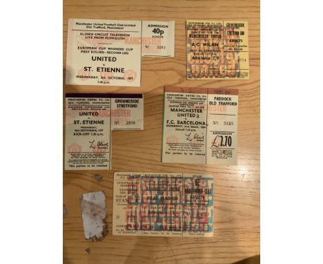 Manchester United European Home Football Tickets: Late 60s semi finals v Real Madrid and AC Milan plus 83/84 Barcelona, 77/78