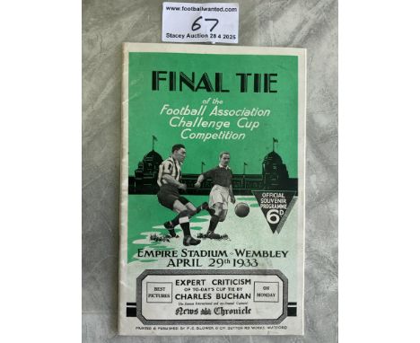1933 FA Cup Final Football Programme: Everton v Manchester City in excellent condition with writing to team page. No folding 