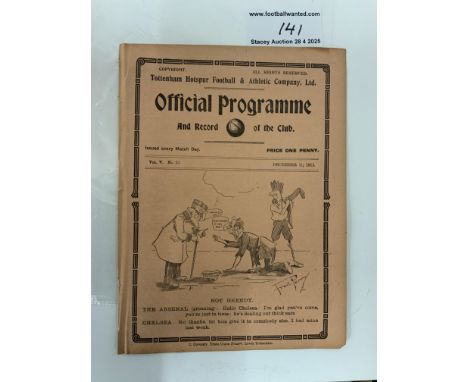 1912 - 1913 Tottenham v Bradford City Football Programme: First division match dated 21 12 1912. Excellent condition ex bound