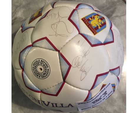 Aston Villa Multi Signed Football: Official panelled ball with Aston Villa club badge all over it. Squad signed including Sou