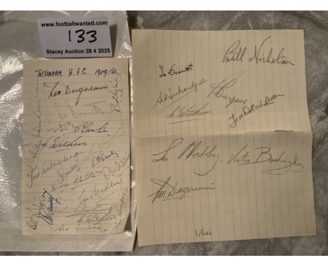 Tottenham Champions 49/50 Football Autographs: Second division champions page signed by 20 including Duqueman Clarke Ditchbur