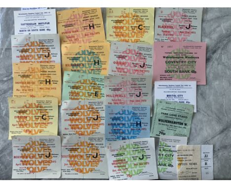 72/73 Wolves Home Football Tickets: Includes Tottenham LCSF home and away, Ipswich + Kilmarnock Texaco Cup, Bristol Rovers Or