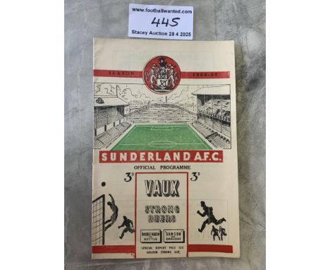54/55 Sunderland v Chelsea Football Programme: Excellent condition with team changes from the season Chelsea won the Champion