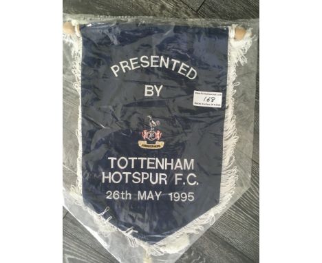 1995 Singapore v Tottenham Exchange Football Pennant: Played on 26 5 1995. Very large pennant measuring 19 inches high with T