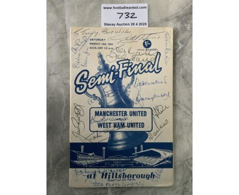 West Ham 1964 FA Cup Semi Final Fully Signed Football Programme: Stunning item with every player that played in the famous ba