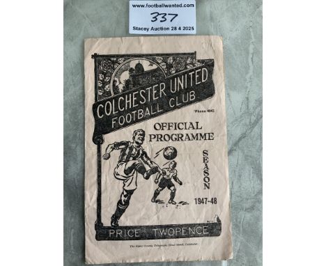 47/48 Colchester United v Norwich City A Football Programme: Good condition with no team changes. Eastern Counties League dat